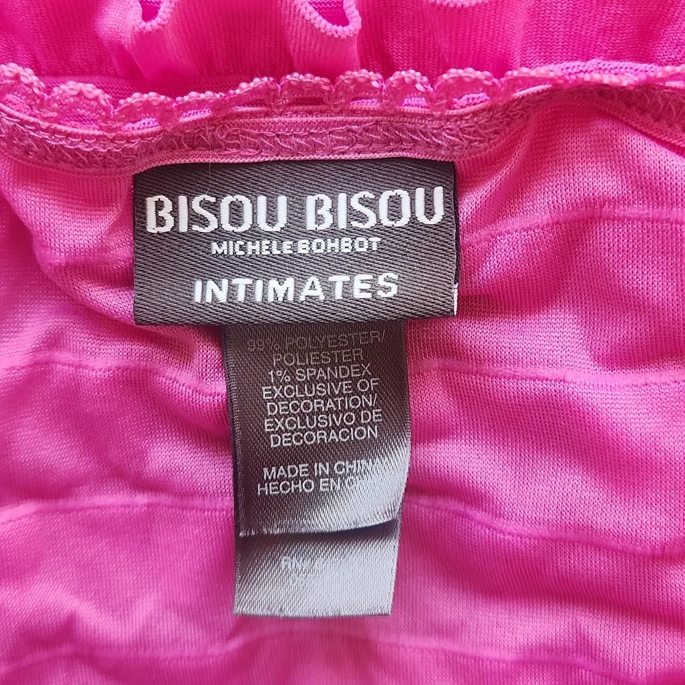 Bisou Bisou by Michele Bohbot Vintage Y2K Pink Ruffle Dress Slip M - Picture 7 of 14